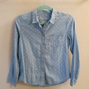 Madewell Chambray Button down with polka dots